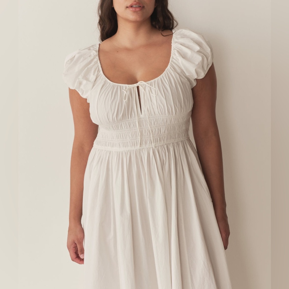 DÔEN Quinn organic cotton-poplin midi dress in 'Salt' - Picture 3 of 17